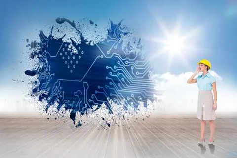 Composite image of attractive architect yelling Ilustración de archivo