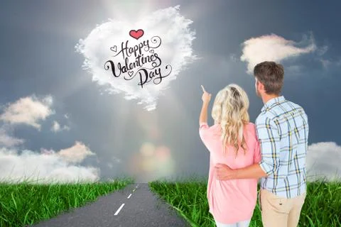 Composite image of attractive couple standing and looking Ilustração Stock