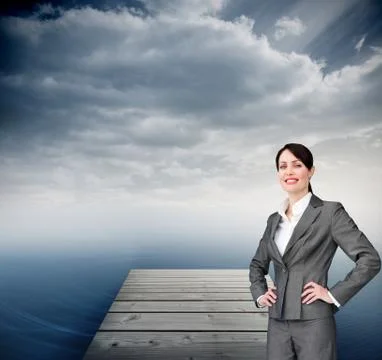 Composite image of attractive customer service agent with headset on Stock Illustration