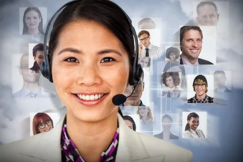 Composite image of attractive female engineer smiling at the camera Stock Photos