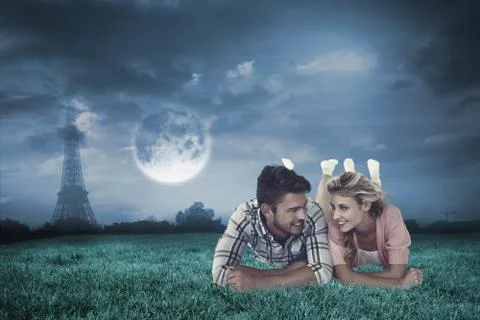 Composite image of attractive young couple smiling at each other Stock Illustration
