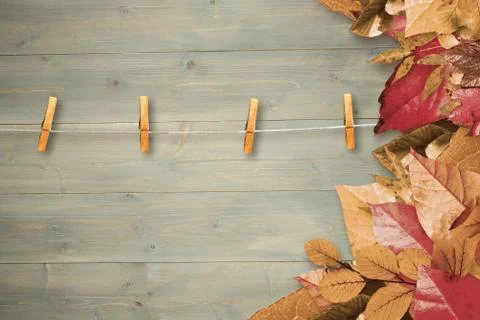 Composite image of autumn leaves pattern Foto stock
