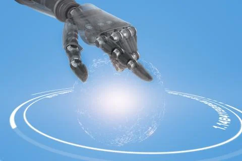 Composite image of back robot arm pointing at something 스톡 일러스트