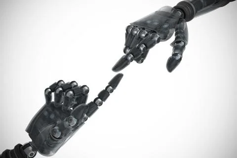 Composite image of back robot arm pointing at something 스톡 일러스트