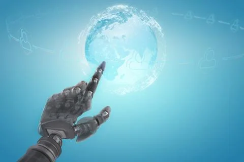 Composite image of back robot arm pointing at something Stock-Illustration