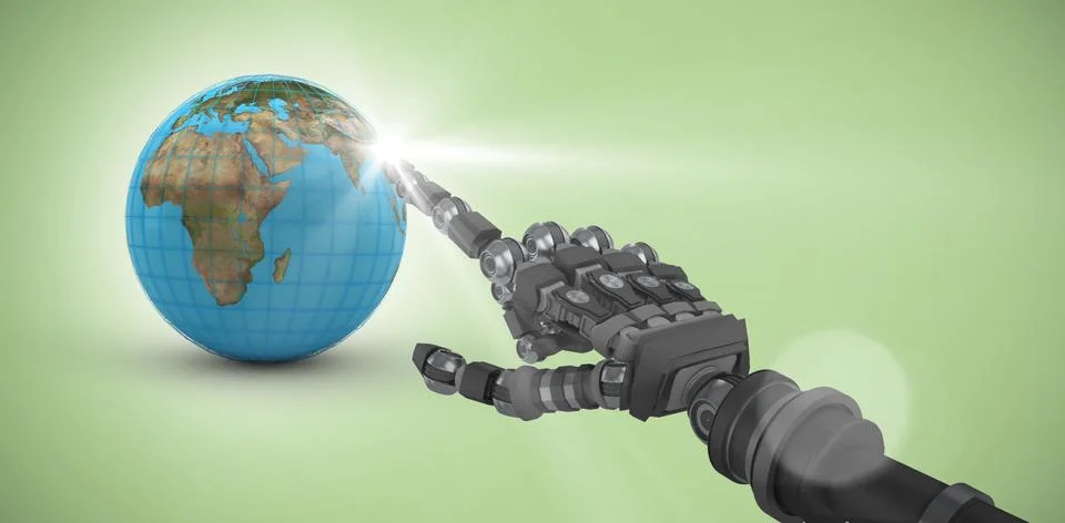Composite image of back robot arm pointing at something Stock-Illustration