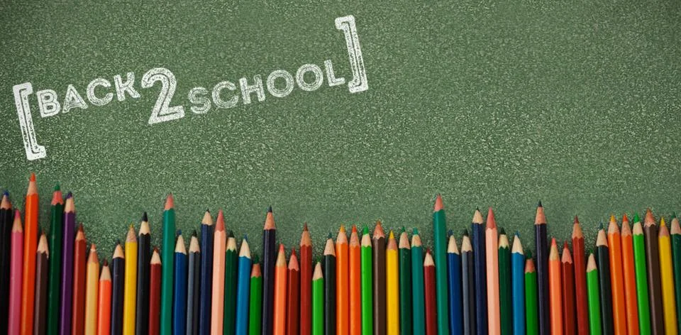 Composite image of back to school text over white background Stock Photos