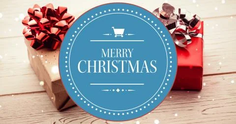 Composite image of banner and logo saying merry christmas イラスト素材