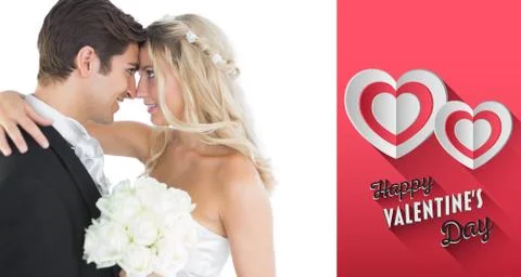 Composite image of beautiful young married couple looking each other in the face Stock Illustration