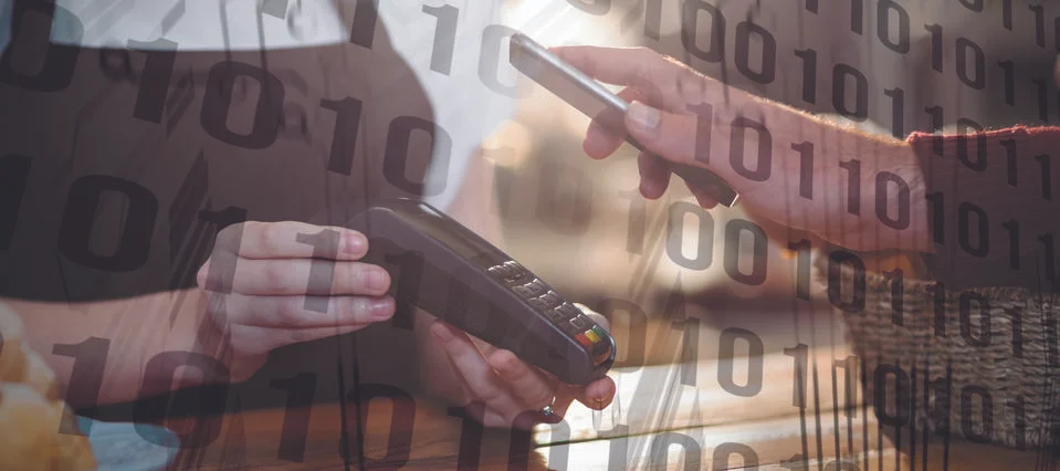 Composite image of binary code on circuit board 스톡 사진