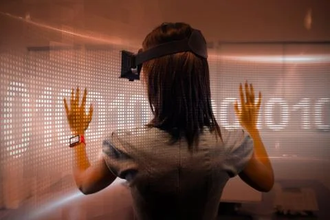 Composite image of binary code on digital screen Stock Photos