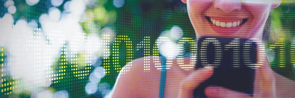 Composite image of binary code on digital screen 库存照片