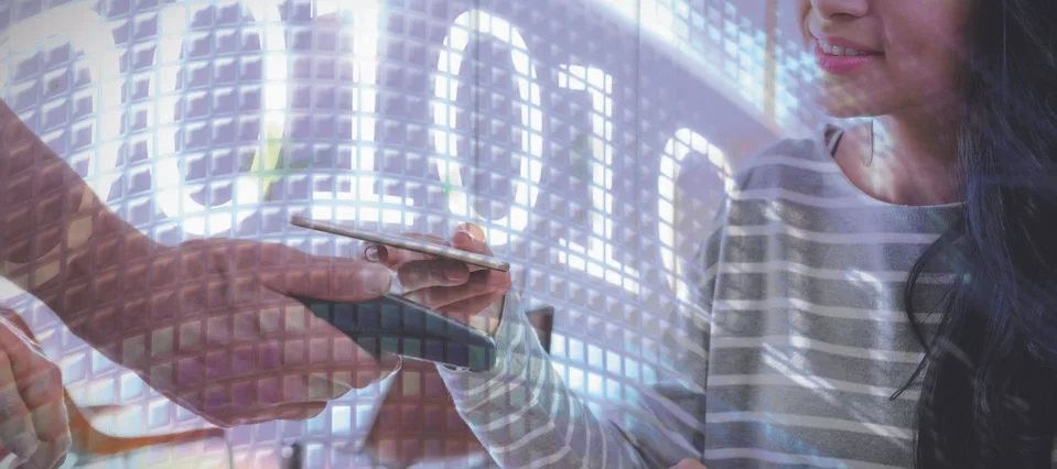 Composite image of binary code on digital screen 스톡 사진