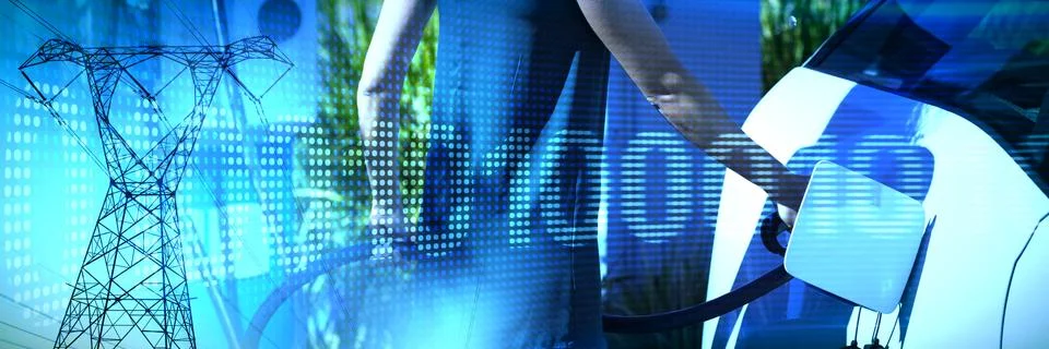 Composite image of binary code on digital screen Foto stock