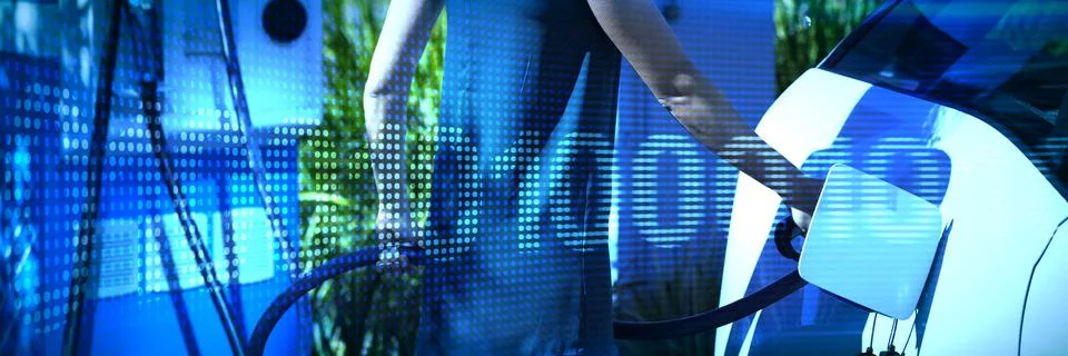 Composite image of binary code on digital screen 스톡 사진