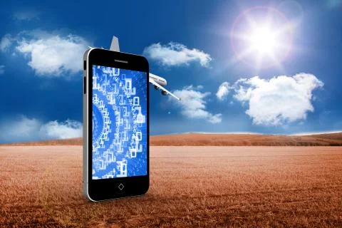 Composite image of binary code on smartphone screen Illustrazione stock