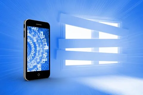 Composite image of binary code on smartphone screen Stock Illustration