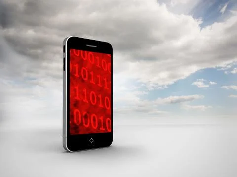 Composite image of binary code on smartphone screen Illustrazione stock