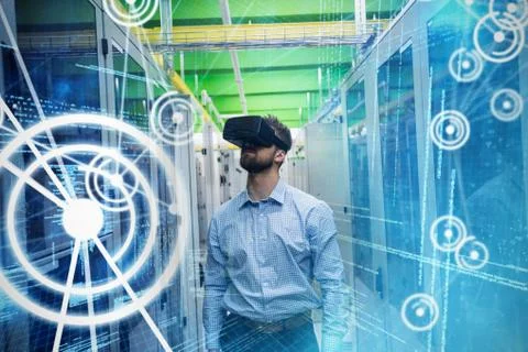 Composite image of binary codes and lines Stock Photos