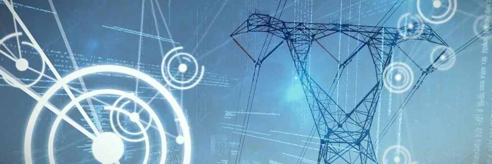 Composite image of binary codes and lines 写真素材