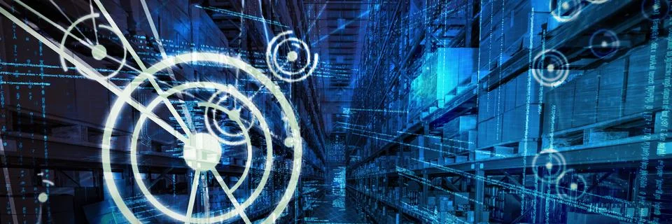 Composite image of binary codes and lines Stock Photos