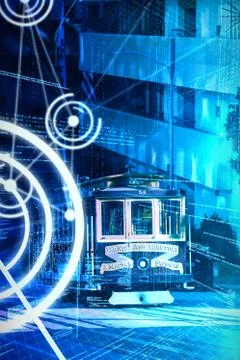 Composite image of binary codes and lines 写真素材