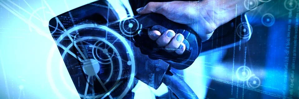 Composite image of binary codes and lines Stock Photos