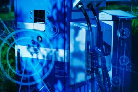 Composite image of binary codes and lines 写真素材