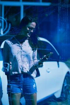 Composite image of binary codes and lines 写真素材