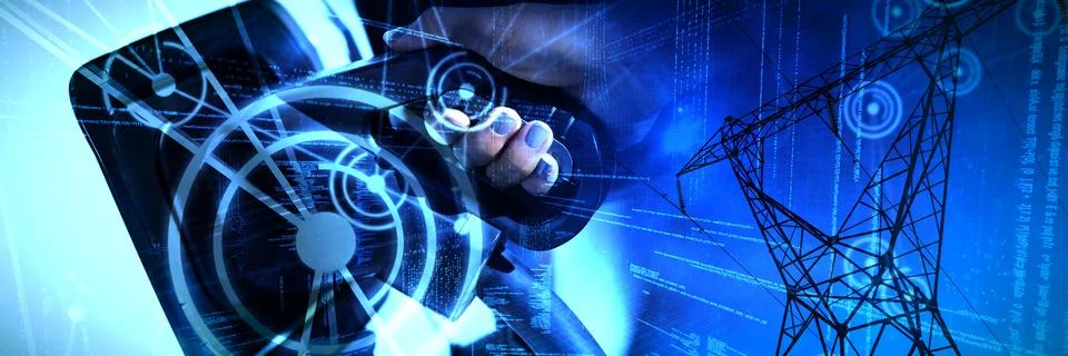 Composite image of binary codes and lines Stock Photos