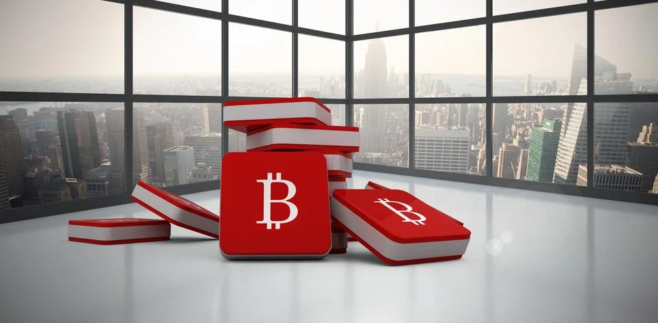 Composite image of bitcoin symbol Foto stock
