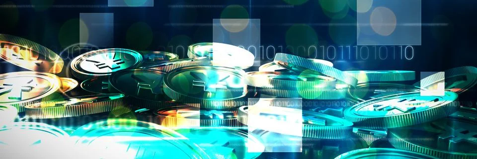 Composite image of bitcoins Foto stock