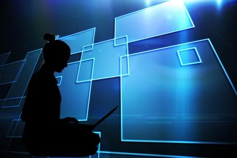 Composite image of black background with shiny squares Illustrazione stock