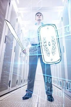 Composite image of black background with shiny squares Illustrazione stock