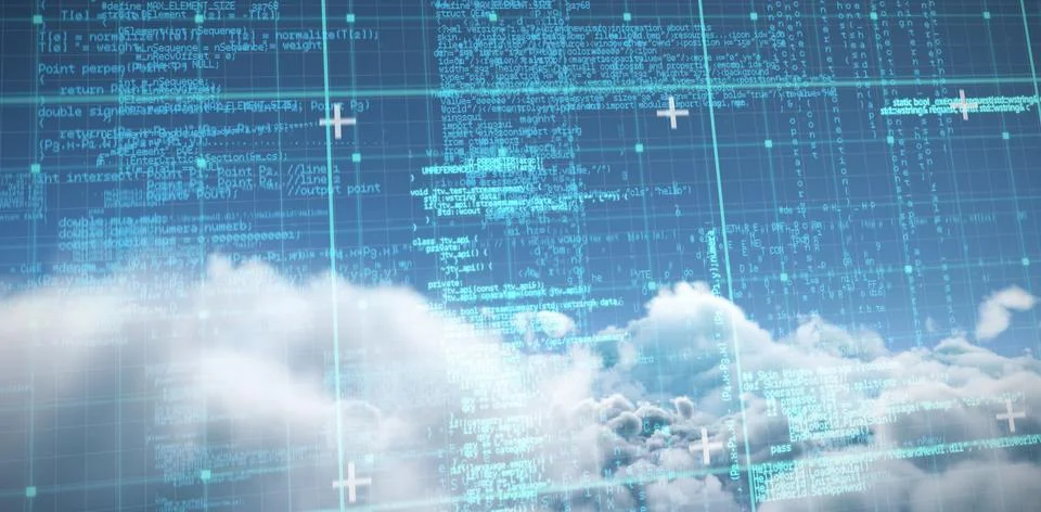Composite image of blue and grey matrix and codes Stock-Illustration