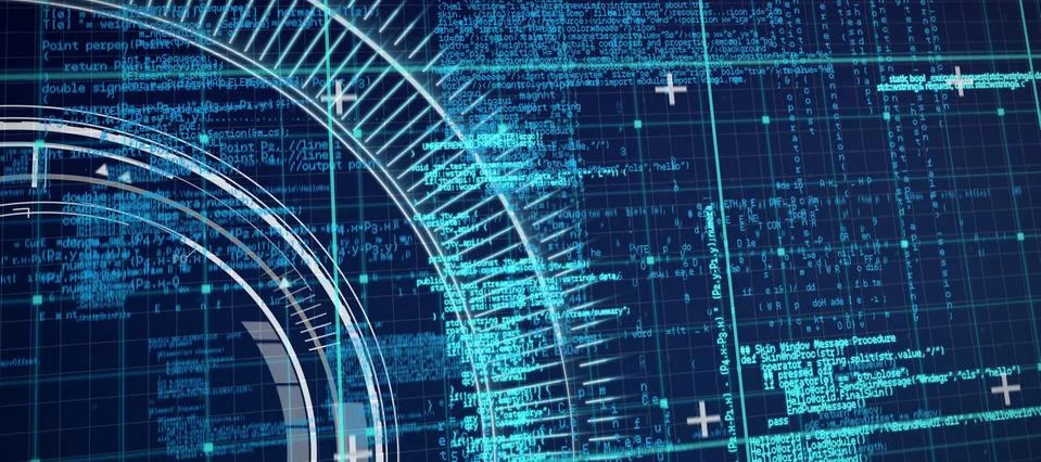 Composite image of blue and grey matrix and codes Stock Illustration