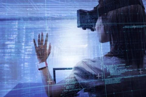 Composite image of blue and red technology interface Stock Photos