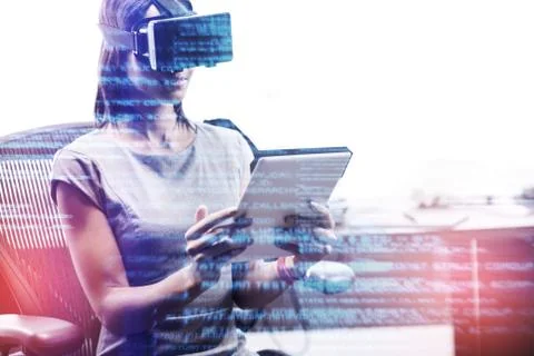 Composite image of blue and red technology interface Stock Photos