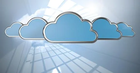 Composite image of blue cloud shapes on white background 3d イラスト素材