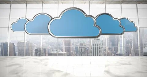 Composite image of blue cloud shapes on white background Stock Illustration