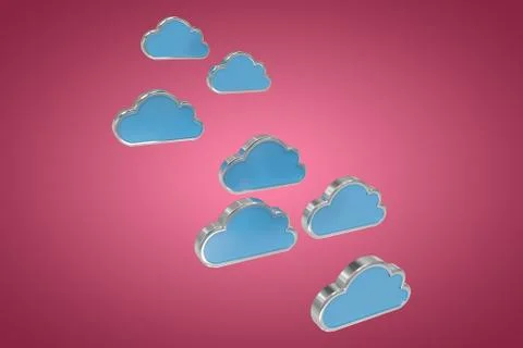 Composite image of blue cloud shapes over white background 3d Illustrazione stock