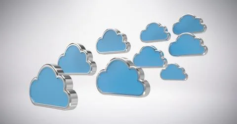 Composite image of blue cloud shapes against white background Stock Illustration