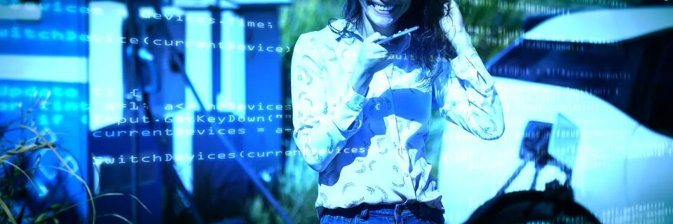 Composite image of blue code Foto stock