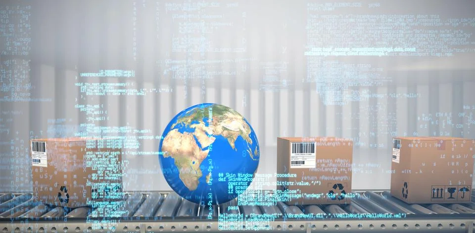 Composite image of blue data 写真素材