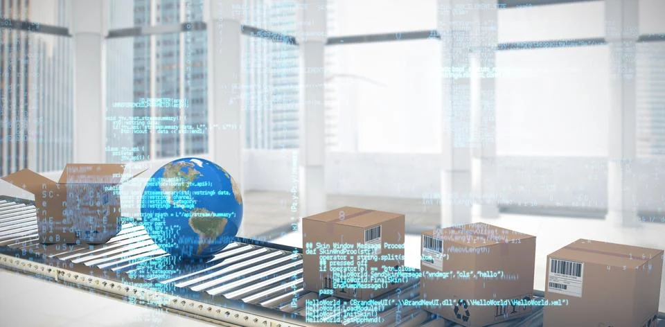 Composite image of blue data 写真素材