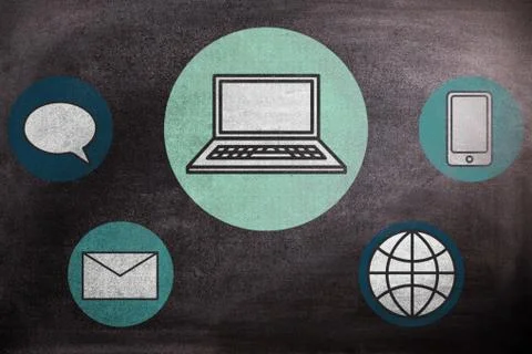 Composite image of blue draw of objects Free Stock Illustration