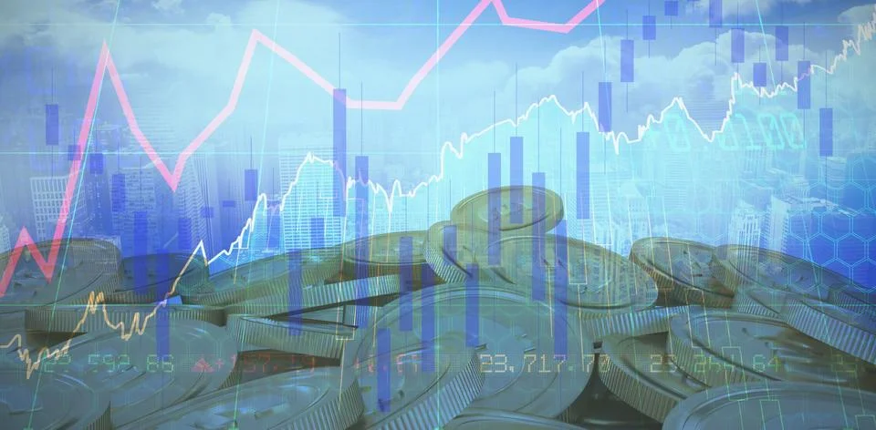 Composite image of blue graph on white background Stock Photos