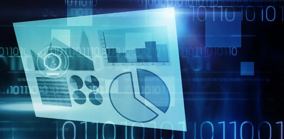 Composite image of blue graphics on white background Stock-Illustration