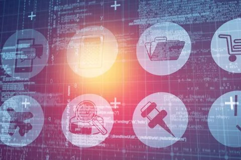 Composite image of blue matrix and codes Stock-Illustration