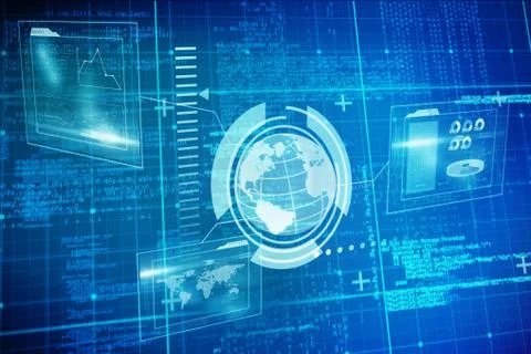 Composite image of blue matrix and codes 3d 스톡 일러스트